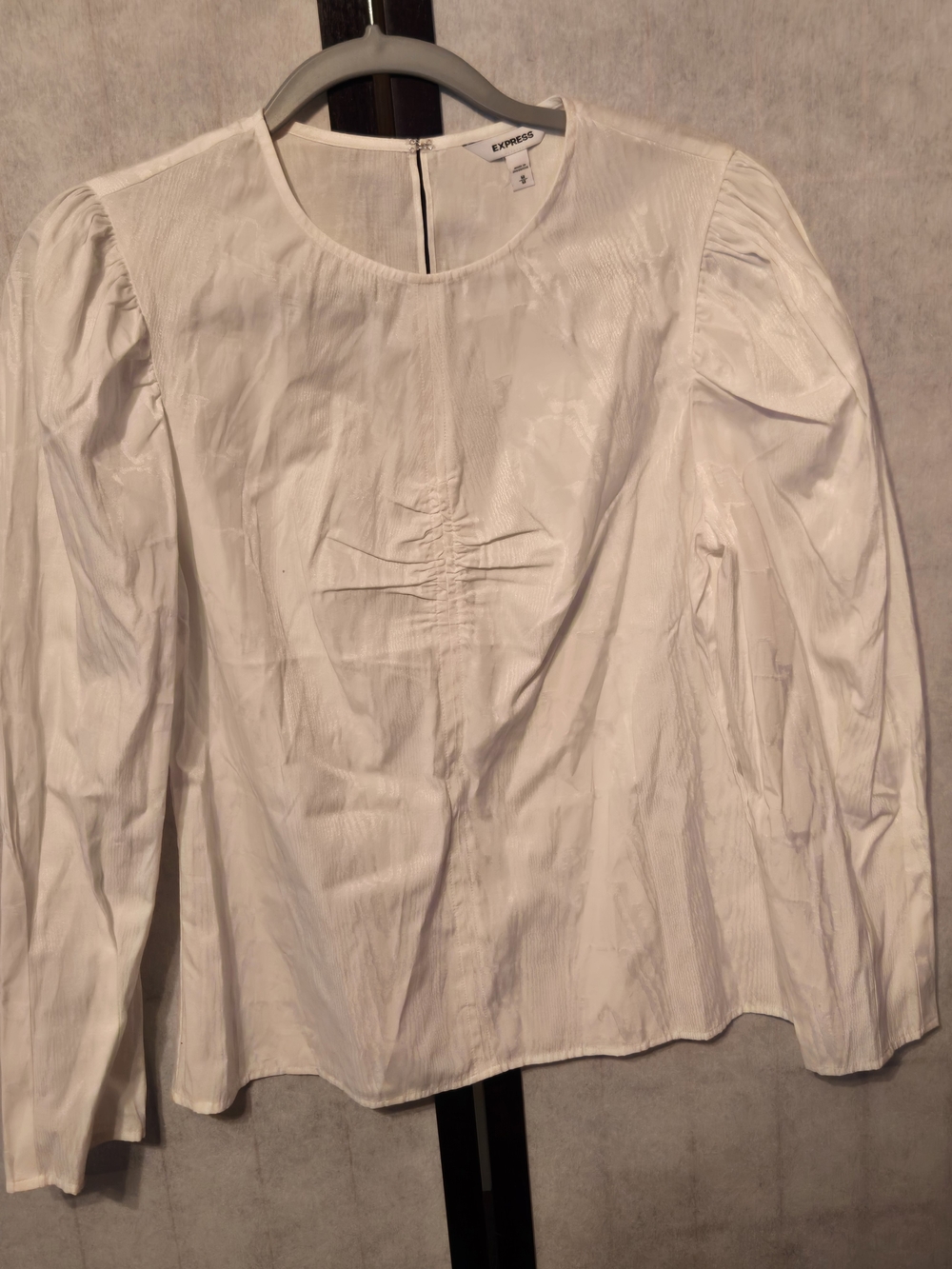 Express White Long Sleeve Round Neck Blouse